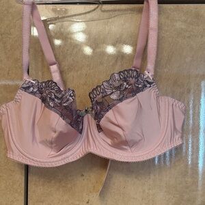 Elegant Pink Balconette Bra with Lace Trim 34D